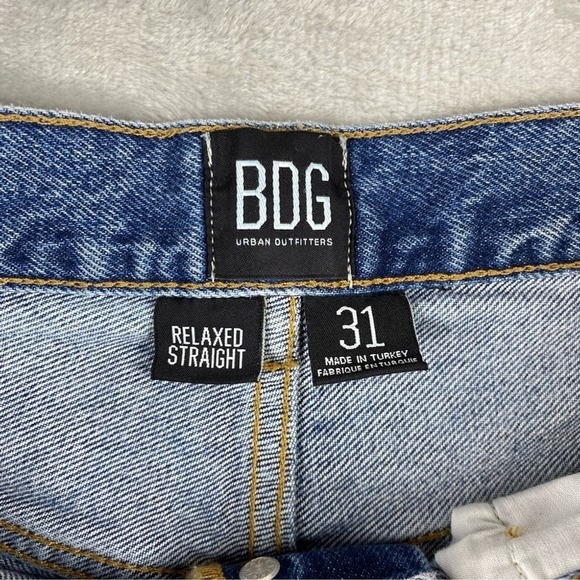 BDG Urban Outfitters Relaxed Straight Jeans Distressed Blue Mens Size 31 - Picture 3 of 9